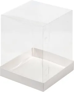 Коробка под торт и кулич с прозрачным куполом 160х160х200 (белая)